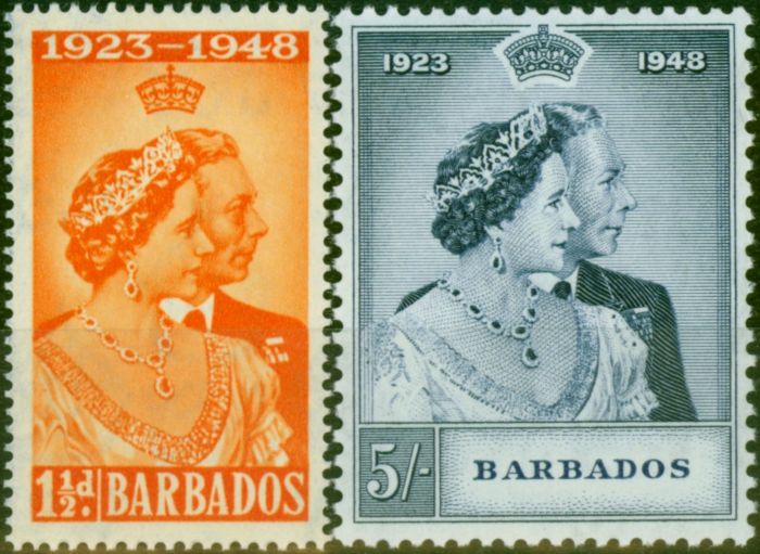 Rare Postage Stamp Barbados 1948 RSW Set of 2 SG265-266 V.F MNH