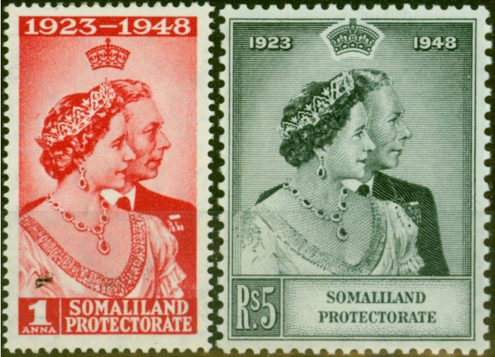 Somaliland 1949 RSW Set of 2 SG119-120 Fine LMM King George VI (1936-1952) Collectible Royal Silver Wedding Stamp Sets