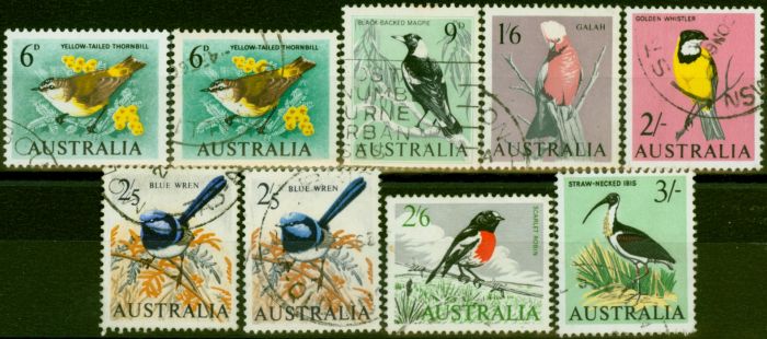 Valuable Postage Stamp Australia 1964-65 Birds Set of 9 SG363-369 Fine Used