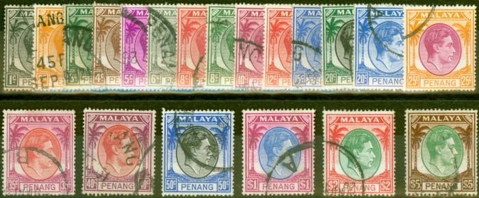 Valuable Postage Stamp from Penang 1949-52 Set of 20 SG3-22 Fine Used