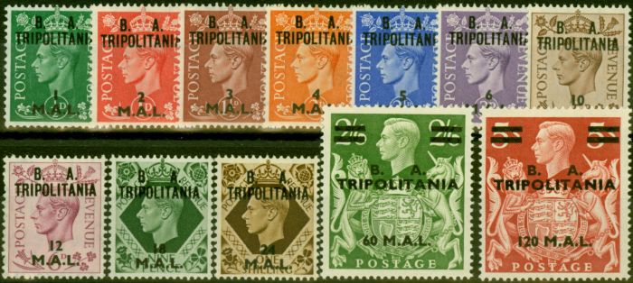 Collectible Postage Stamp Tripolitania 1950 Set of 12 to 120L SGT14-T25 Fine LMM