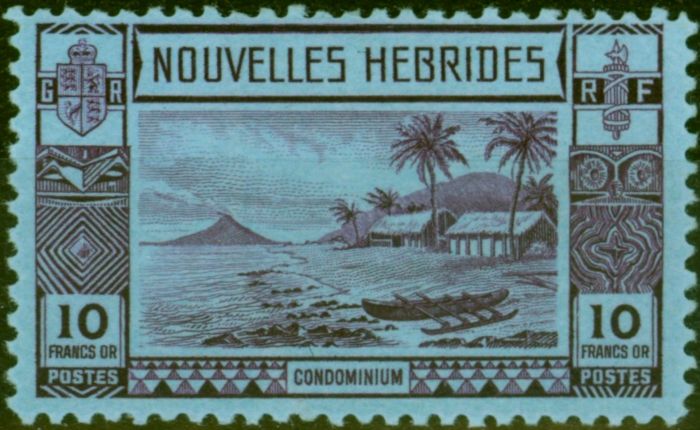 Rare Postage Stamp New Hebrides 1938 10f Violet-Blue SG63 Fine VLMM