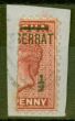 Old Postage Stamp from Montserrat 1883 1/2 on Half 1d Red Un-official Bisect Black Surch Fine Used Rare