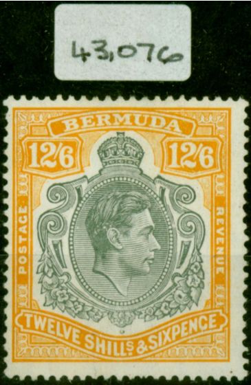 Valuable Postage Stamp Bermuda 1944 12s6d Grey & Pale Orange SG120c Fine VLMM B.P.A Certificate