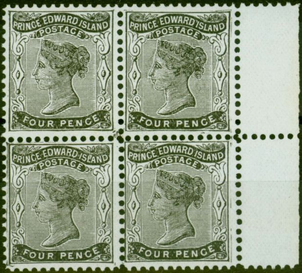 Collectible Postage Stamp Prince Edward Island 1870 4d Black SG31 V.F MNH Block of 4