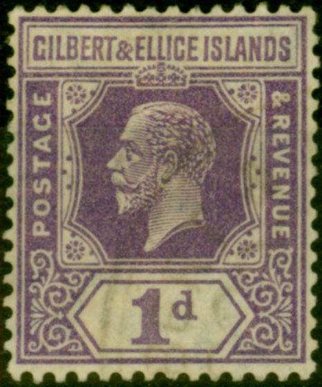 Valuable Postage Stamp from Gilbert & Ellice Islands 1927 1d Violet SG28 Fine Lightly Used