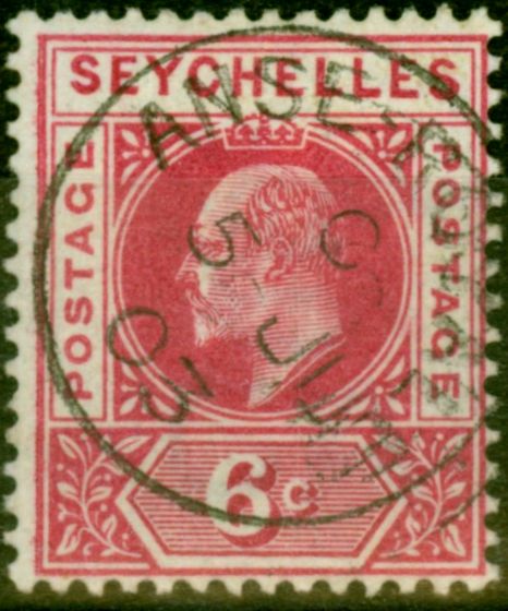 Rare Postage Stamp from Seychelles 1903 6c Carmine SG48 Fine Used ANSE ROYALE CDS