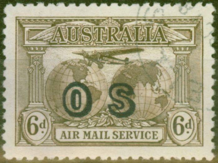 Old Postage Stamp from Australia 1931 Air 6d Sepia SG139a V.F.U