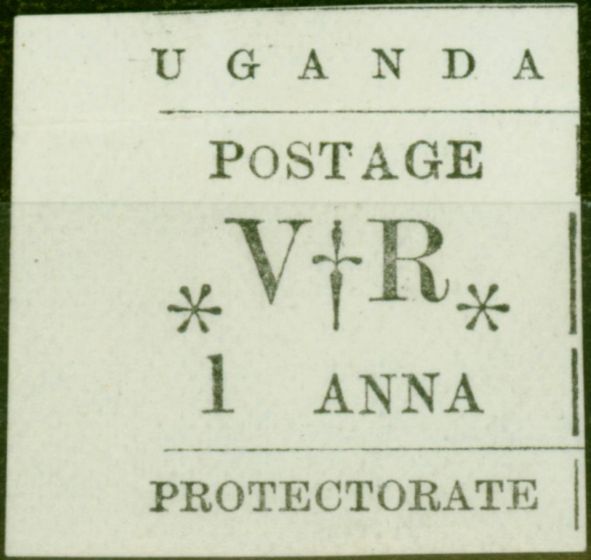 Old Postage Stamp from Uganda 1896 1a Black SG54a 'Small O in Postage' Fine & Fresh Unused
