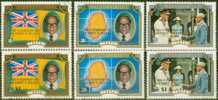 Collectible Postage Stamp from Niue 1993 Sir Robert Rex Memoriam set of 6 SG767-772 V.F.U