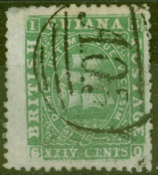 Collectible Postage Stamp from British Guiana 1863 24c Green SG56 Fine Used Ex-Fred Small