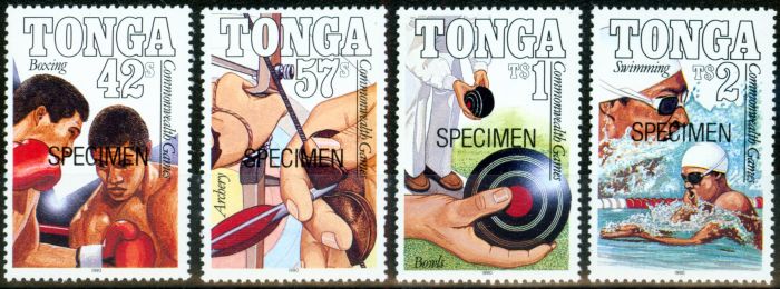 Old Postage Stamp from Tonga 1990 Commonwealth Games Specimen set of 4 SG1065s-1068s V.F MNH