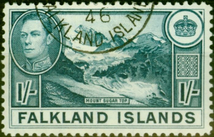 Valuable Postage Stamp from Falkland Islands 1938 1s Lt Dull Blue SG158 V.F.U