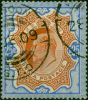 Collectible Postage Stamp India 1909 25R Brownish Orange & Blue SG147 V.F.U Telegraph Cancel