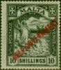 Valuable Postage Stamp Malta 1922 10s Black SG121 Fine LMM