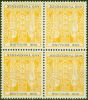 Rare Postage Stamp from New Zealand 1956 1s3d Yellow-Black SGF217w Wmk Inverted V.F MNH Block of 4