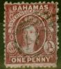 Rare Postage Stamp from Bahamas 1863 1d Carmine-Lake SG21 V.F.U