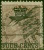 Rare Postage Stamp Straits Settlements 1867 4c on 1a Deep Brown SG4 Good Used