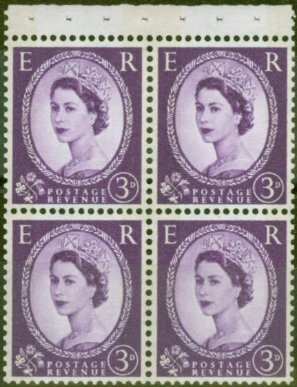 Rare Postage Stamp from GB 1960 3d Dp Lilac SG615l Booklet Pane V.F MNH