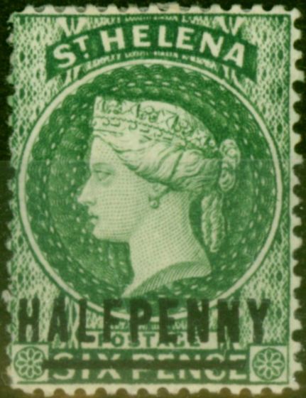 Old Postage Stamp St Helena 1885 1/2d Green SG35x Wmk Reversed Fine MM