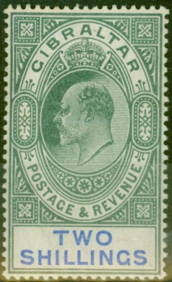 Valuable Postage Stamp from Gibraltar 1903 2s Green & Blue SG52 Fine & Fresh Mtd Mint (2)