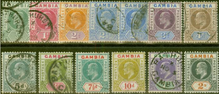 Valuable Postage Stamp from Gambia 1904-06 set of 13 SG57-68 Fine Used