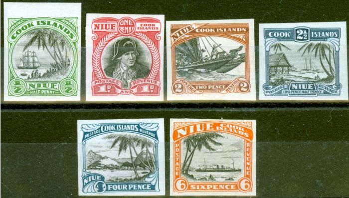 Old Postage Stamp from Niue 1932 set of 6 Imperf Proofs to 6d SG55-60 Fine MNH