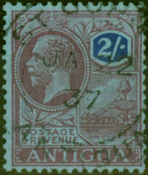 Rare Postage Stamp Antigua 1927 2s Purple & Blue-Blue SG77 V.F.U