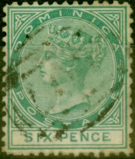 Rare Postage Stamp from Dominica 1874 6d Green SG2 Good Used