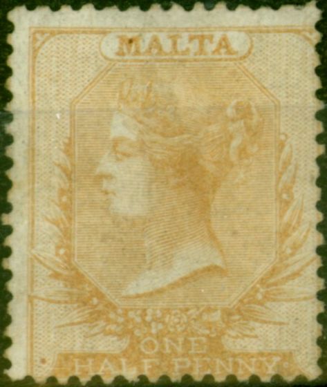 Rare Postage Stamp from Malta 1863 1/2d Buff SG3 Good Mtd Mint Regummed CV £850