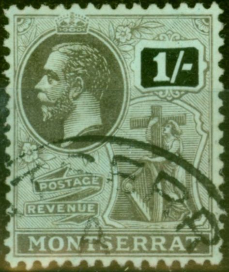 Old Postage Stamp Montserrat 1916 1s Black-Blue Green SG56 Fine Used