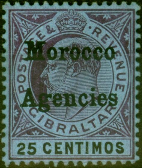 Old Postage Stamp Morocco Agencies 1906 25c Purple & Black-Blue SG27 Fine LMM