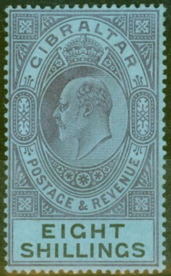 Collectible Postage Stamp from Gibraltar 1903 8s Dull Purple & Black-Blue SG54 Fine & Fresh Lightly Mtd Mint (2)