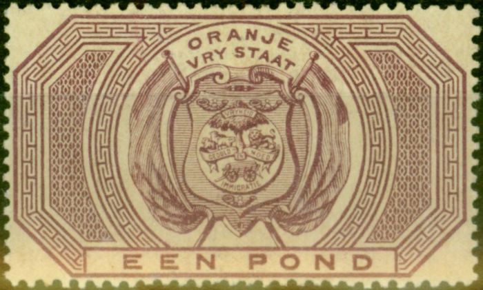 Rare Postage Stamp from Orange Free State 1882 £1 Purple SGF13 Good Lightly Mtd Mint