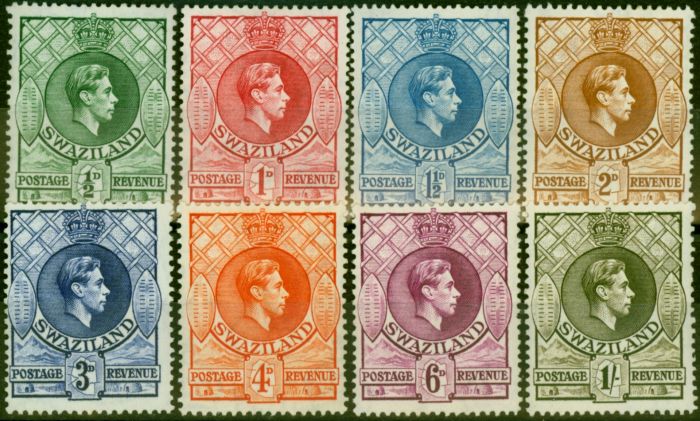 Collectible Postage Stamp Swaziland 1938 Set of 8 to 1s SG28-35 P.13.5 x 13 Fine MM