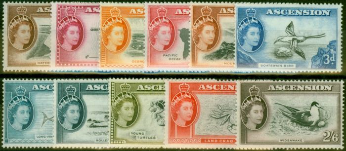 Old Postage Stamp Ascension 1956 Set of 11 to 2s6d SG57-67 Fine MNH