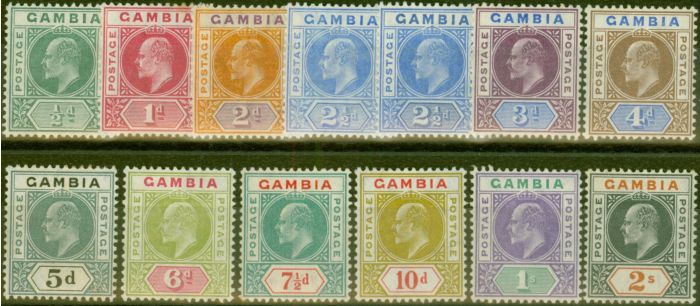 Collectible Postage Stamp from Gambia 1904-06 set of 13 SG57-68 Fine Mtd Mint