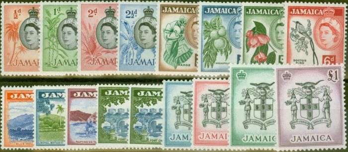 Valuable Postage Stamp from Jamaica 1956-58 set of 17 SG159-174 V.F Very Lightly Mtd Mint