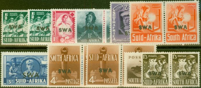 Rare Postage Stamp from S.W.A 1941-43 War Effort Extended set of 11 SG114-122 All Shades Fine Mtd Mint CV £88