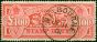 Old Postage Stamp Victoria 1900 £100 Pink-Red SG291 Superb Used Example of this High Value Classic