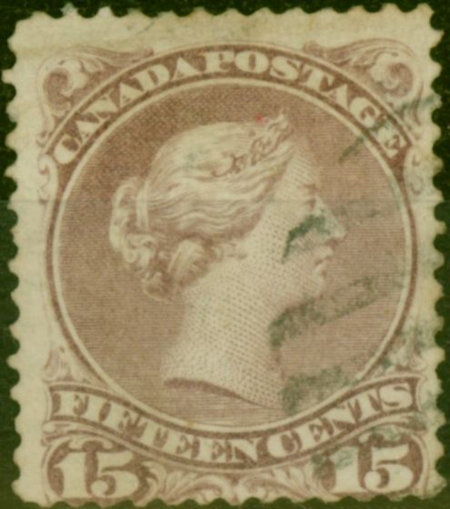 Valuable Postage Stamp Canada 1868 15c Pale Reddish Purple SG61a Fine Used (3)