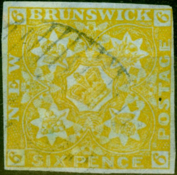 Valuable Postage Stamp New Brunswick 1851 6d Yellow SG3 Fine Used