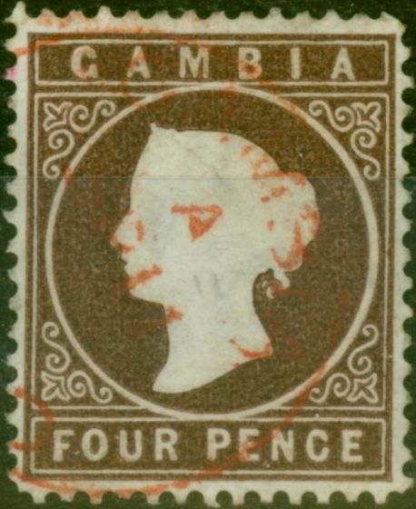 Old Postage Stamp Gambia 1880 4d Brown SG15b Fine Used