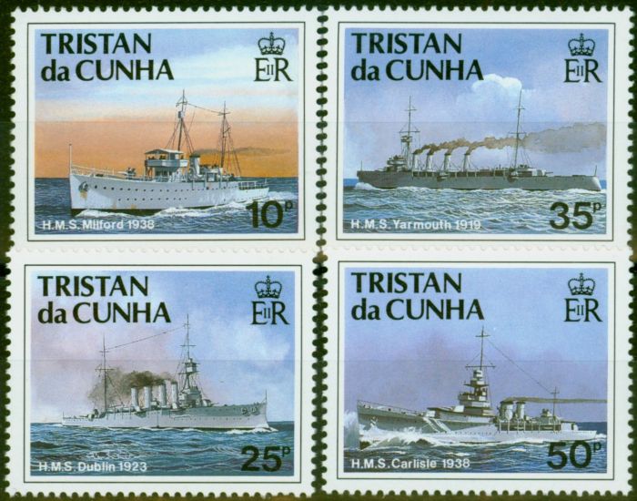 Old Postage Stamp Tristan da Cunha 1991 Royal Navy Ships 2nd Series Set of 4 SG509-512 Fine LMM