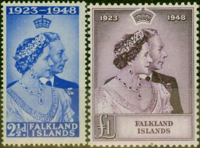 Valuable Postage Stamp Falkland Islands 1948 RSW Set of 2 SG166-167 Fine MNH (2)