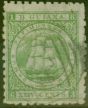 Old Postage Stamp from British Guiana 1866 24c Yellow-Green SG103 P.10 Fine Used with Paper Makers Wmk