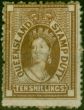 Rare Postage Stamp Queensland 1871 10s Brown SGF22 Fine MM Scarce