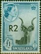 Valuable Postage Stamp Swaziland 1961 2R on £1 Black & Turquoise-Blue SG77a Fine LMM