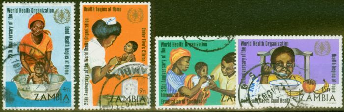Old Postage Stamp from Zambia 1973 W.H.O 25th Anniv set of 4 SG199-202 V.F.U