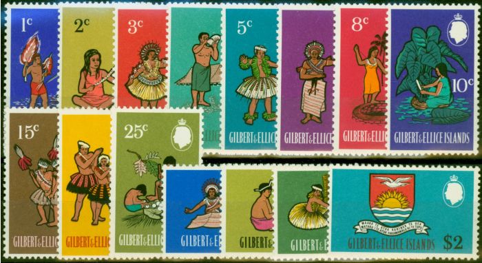 Valuable Postage Stamp Gilbert & Ellice Islands 1968 Set of 15 SG135-149 Fine LMM